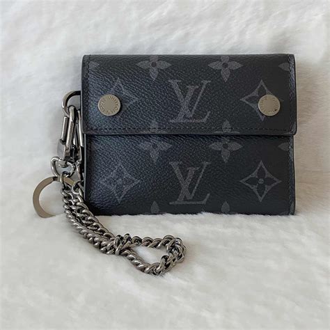 louis vuitton monogram eclipse rivets chain wallet